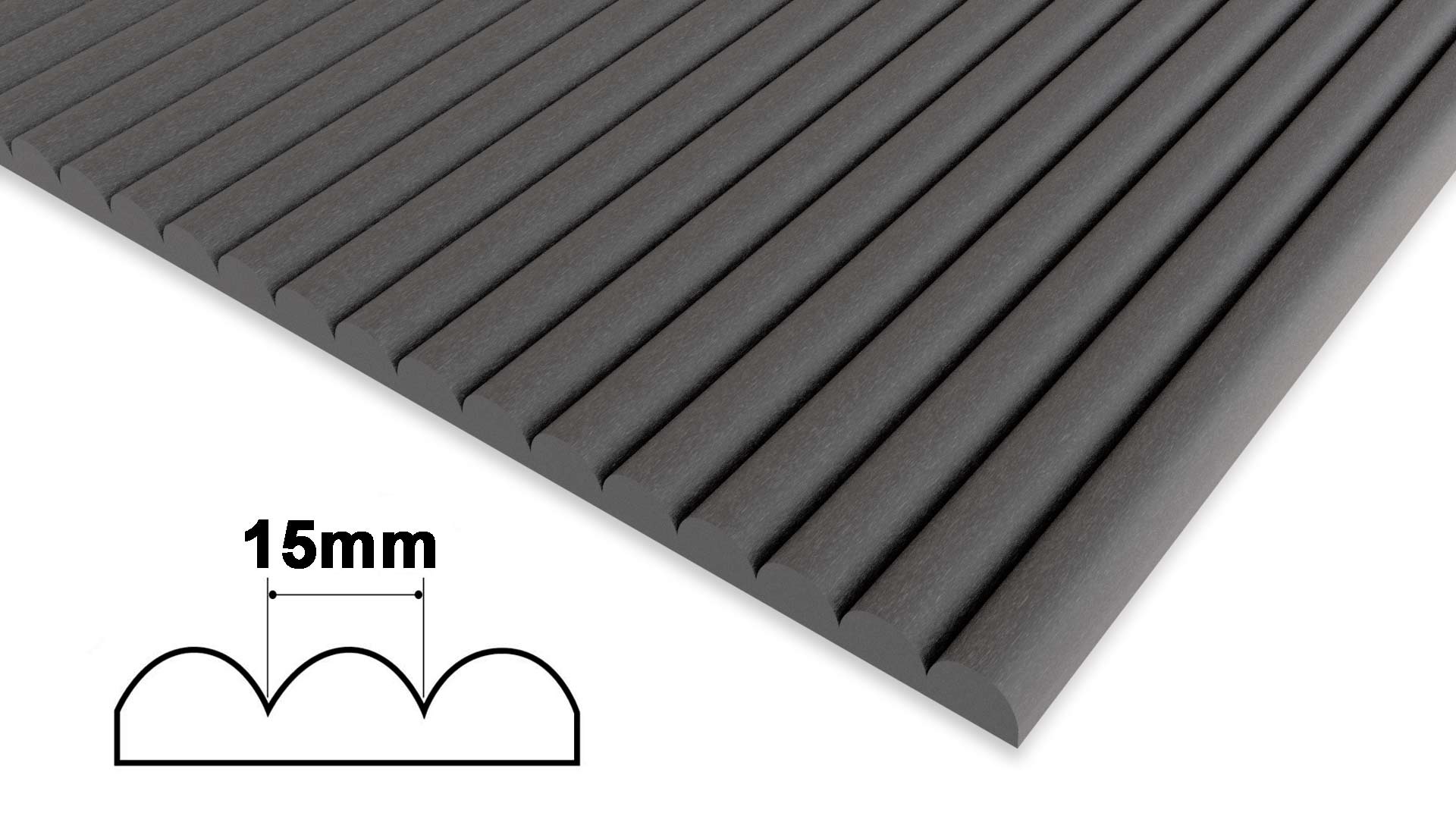 Ribbed Black MDF Panels - Ribs Width 15mm Ribbed Black MDF Panels - Ribs Width 15mm